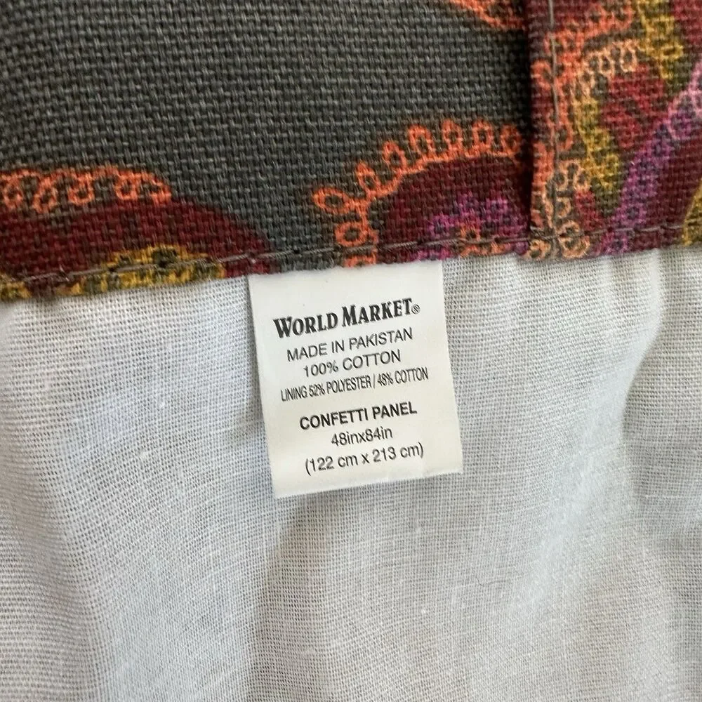 Set of 2  Beautiful World Market Lined Curtains Drapes Panels 48”x84” Confetti